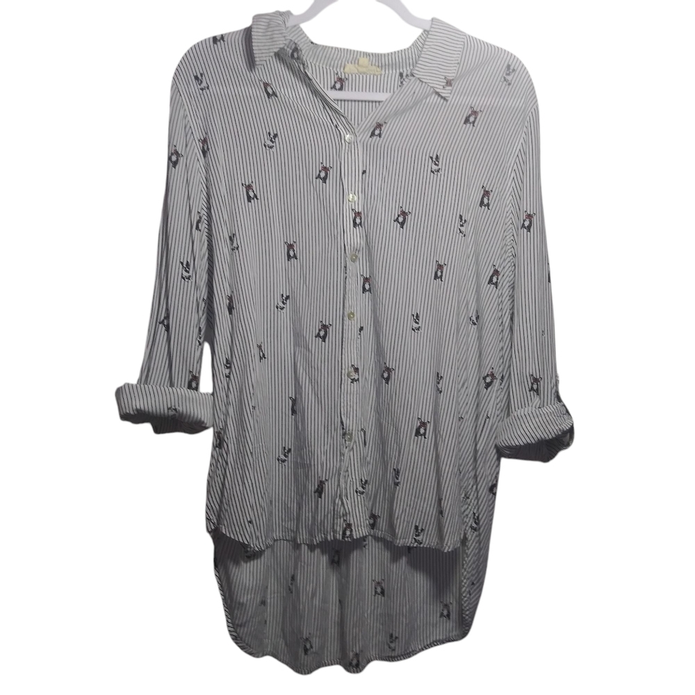 Jane and Delancey Black and White Button Down Shirt with Sailor Collar